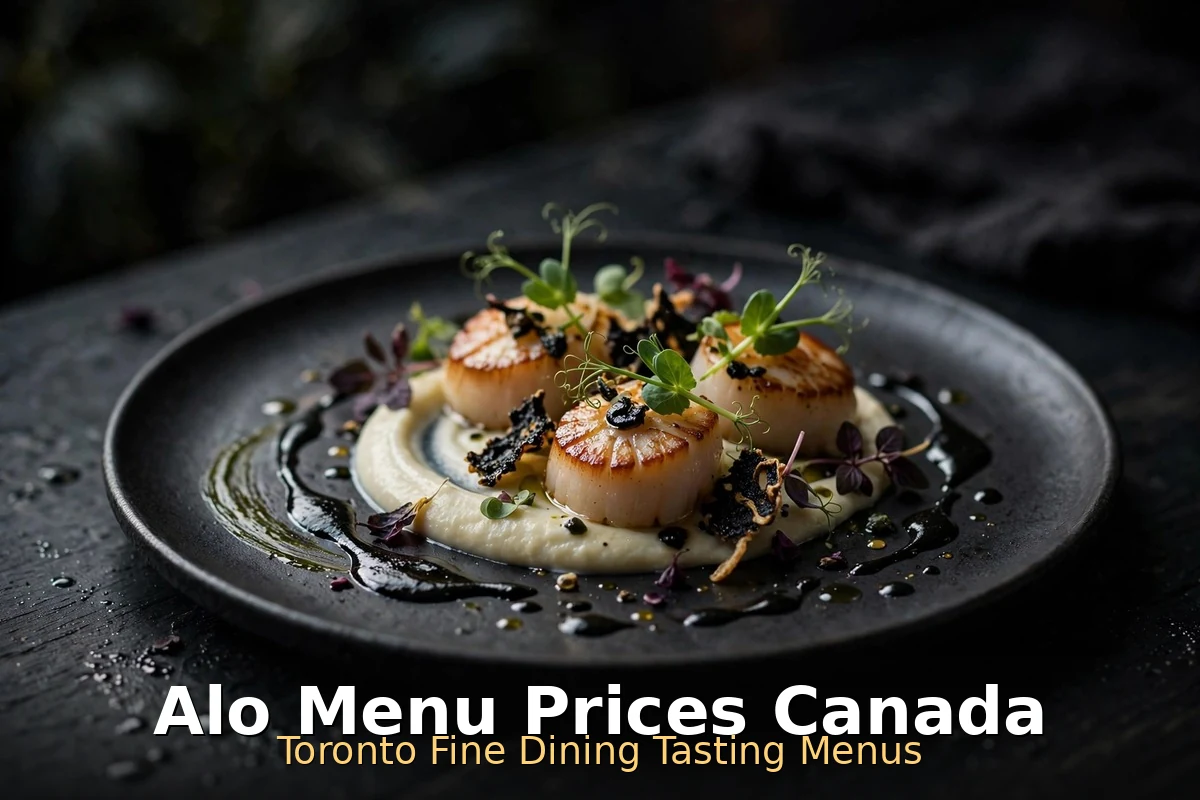 Alo menu prices Canada 2026: seared scallops fine-dining plate at Alo Restaurant Toronto, alo menu prices