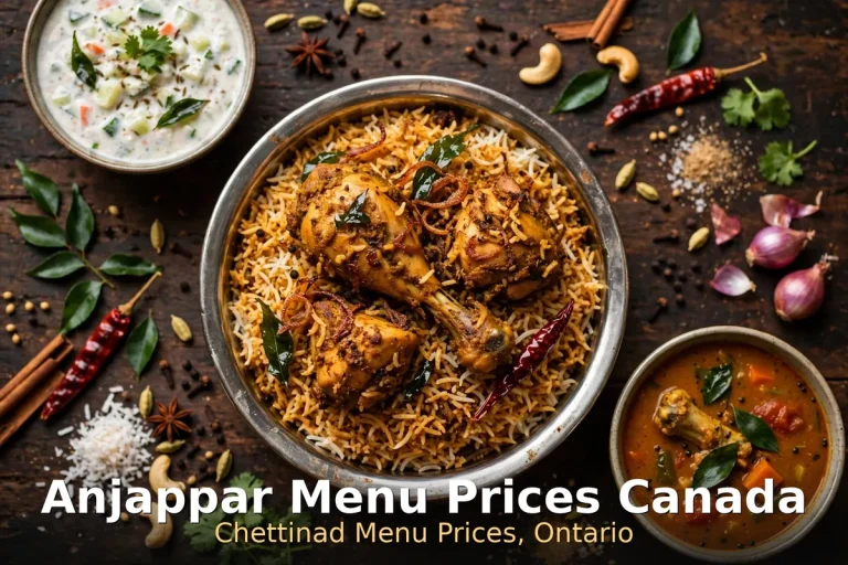 Anjappar Menu Prices Canada - Chettinad biryani feast at Scarborough Ontario