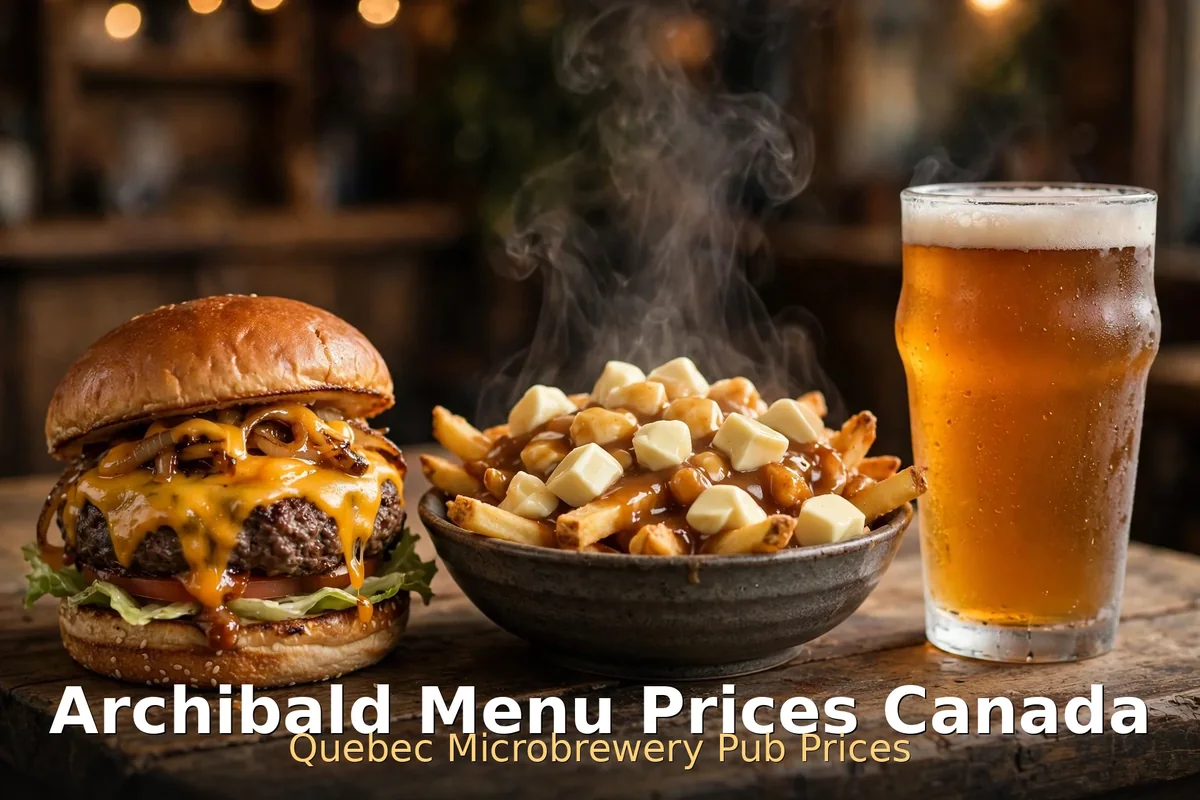 Archibald menu prices Canada - Quebec microbrewery pub prices