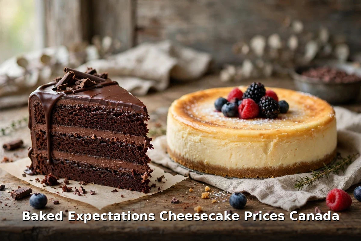 Baked Expectations cheesecake Winnipeg Manitoba: classic cheesecake slice and dessert cakes on the counter, baked expectations cheesecake prices