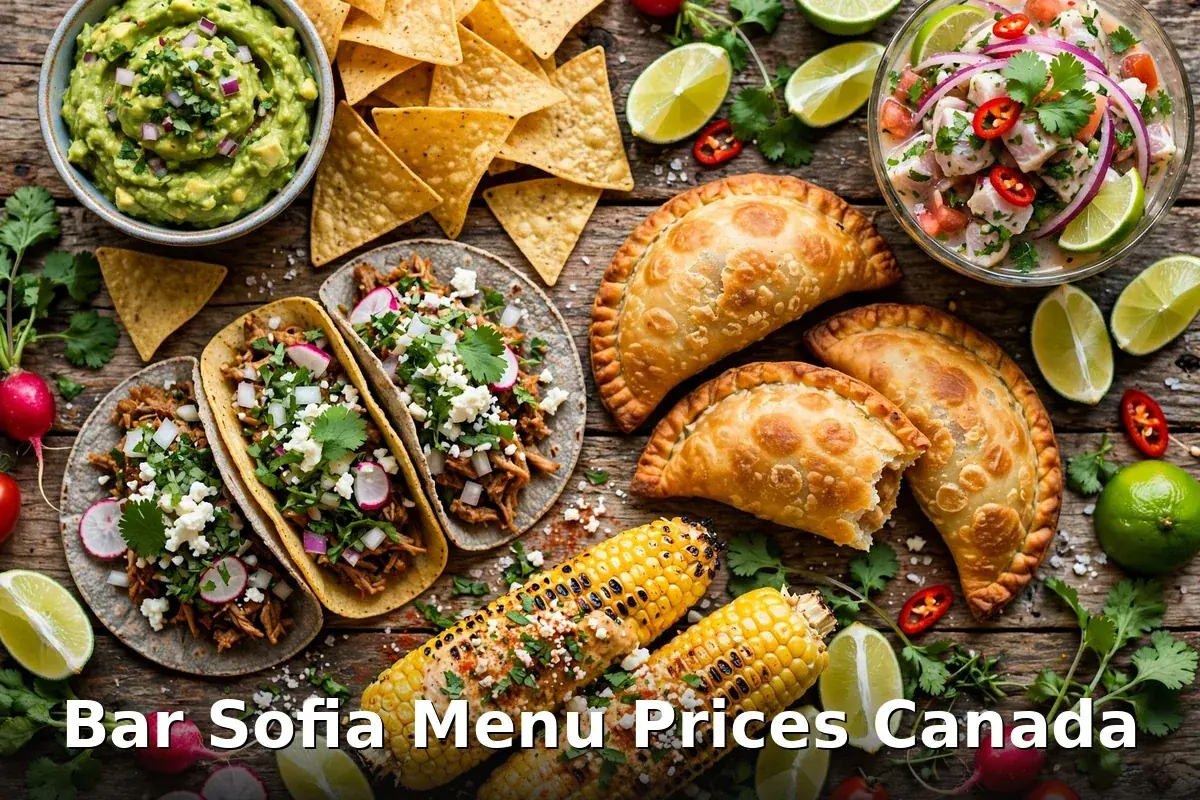 Bar Sofia menu prices Canada 2026, Latin shared plates spread