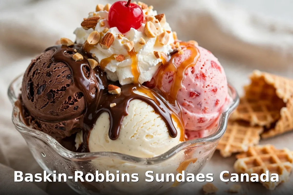 Baskin-Robbins ice cream sundae with whipped topping, baskin robbins sundae prices canada