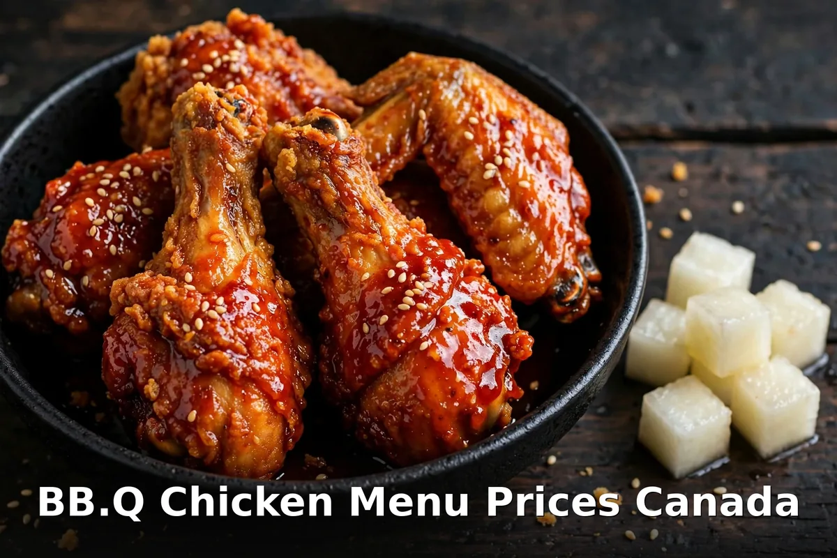 BB.Q Chicken menu prices Canada 2026, crispy Korean fried chicken with sauce