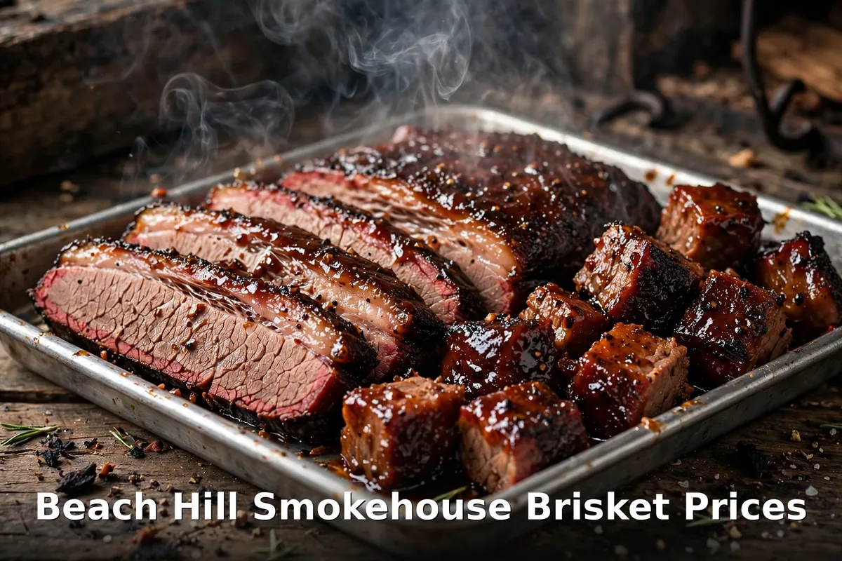 Beach Hill Smokehouse burnt ends and smoked brisket on butcher paper, beach hill smokehouse burnt ends menu prices
