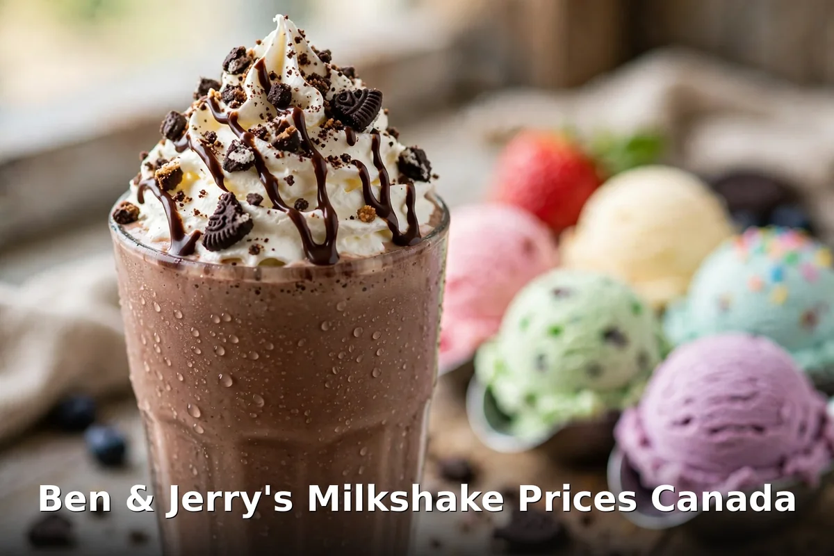 Ben & Jerry's chocolate milkshake with whipped cream and cookie crumbles, ben & jerry's menu prices canada