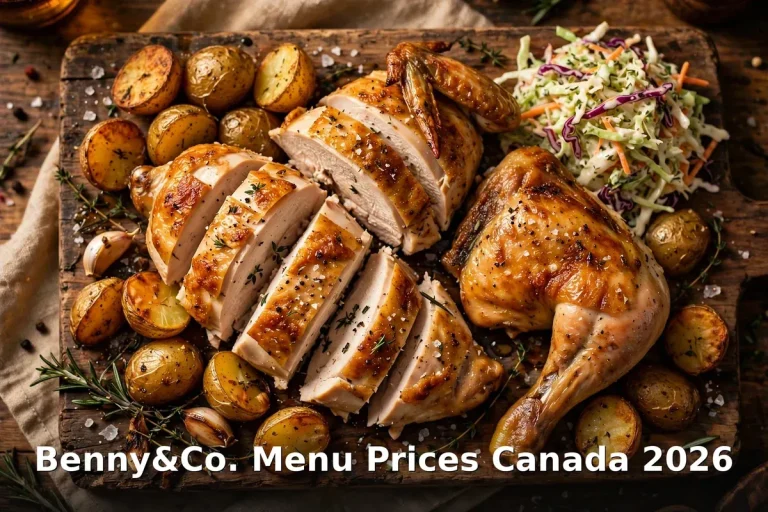Benny&Co. leg meal with fries and signature sauce, benny co menu prices canada