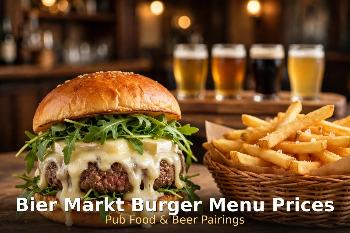 Bier Markt brie burger with fries, bier markt burger menu prices canada