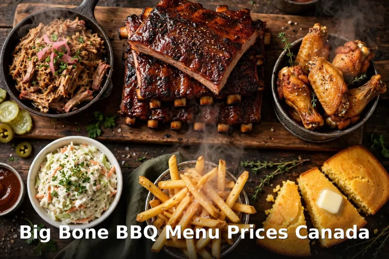 Big Bone BBQ menu prices Canada - AI-generated Southern BBQ ribs platter photo with keyword overlay, big bone bbq menu prices