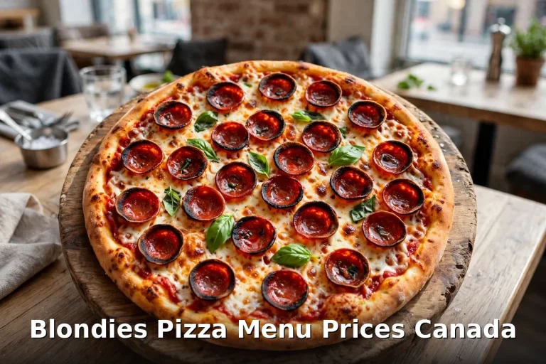 Blondies Pizza cup-and-char pepperoni pizza, Blondies Pizza menu prices Canada 2026