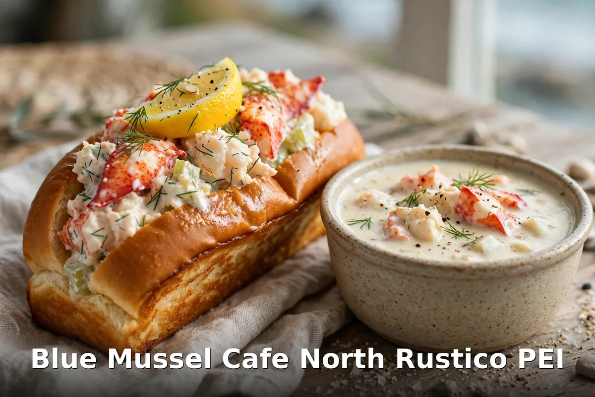 Blue Mussel Cafe mussels and seafood dishes North Rustico PEI, blue mussel cafe lobster roll price