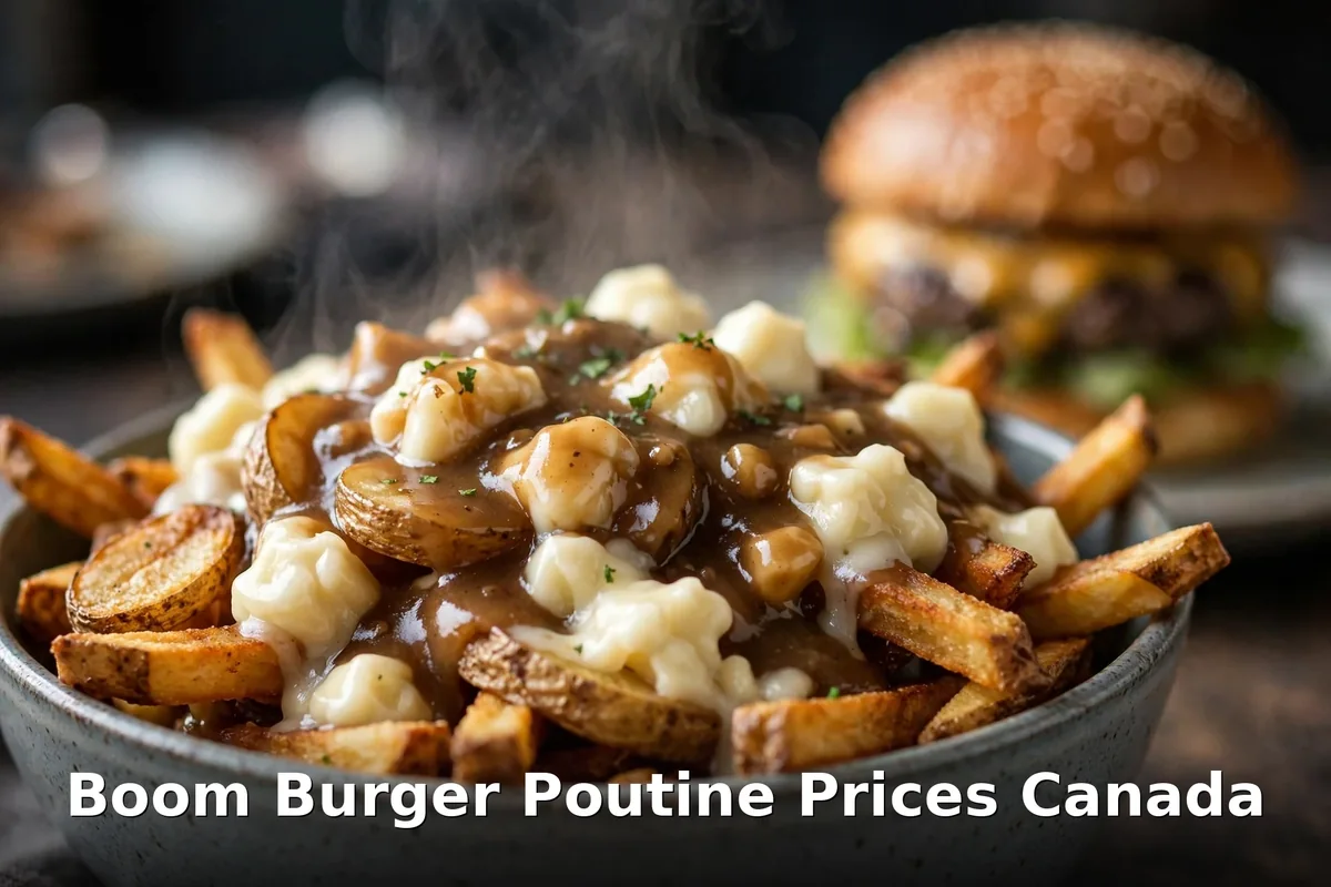 Boom Burger kaBOOM burger with fresh-cut PEI fries, boom burger menu prices canada