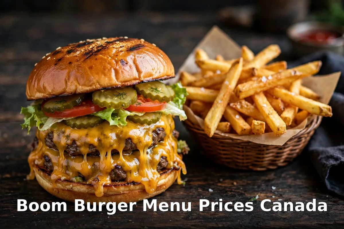 Boom Burger made-to-order cheeseburger, boom burger menu prices canada