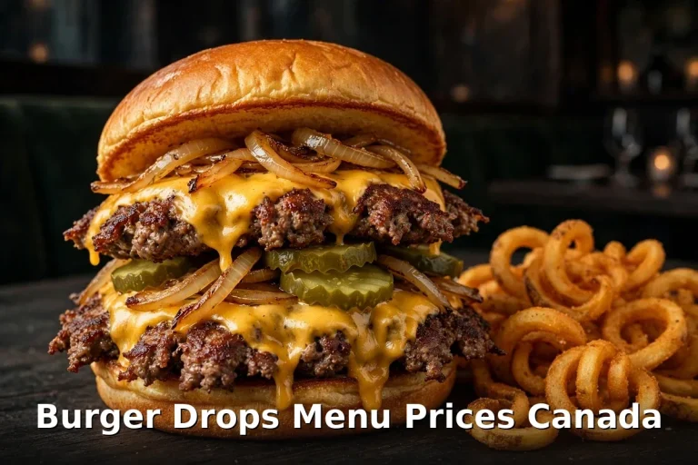 Burger Drops Menu Prices Canada 2026: griddle-smashed cheeseburger with crispy fries, burger drops menu prices canada