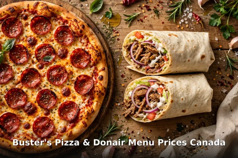 Buster's Pizza and Donair menu prices Canada 2026: pepperoni pizza and donair wraps, Western Canada pizza chain