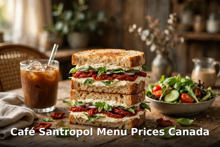 Café Santropol menu prices Canada 2026: towering signature sandwich café spread in Montreal QC