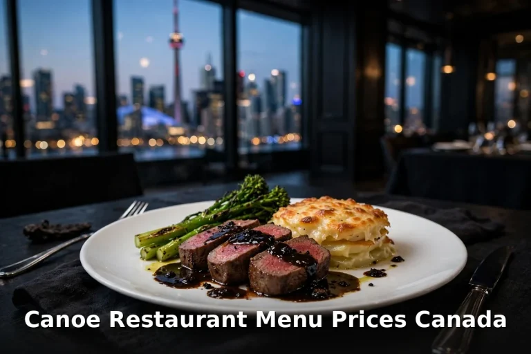 Canoe Restaurant menu prices, fine dining tasting menu dishes at Canoe Toronto Canada 2026