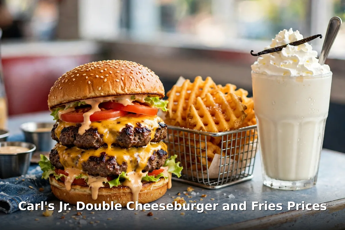 Carl's Jr. double cheeseburger waffle fries shake prices Canada