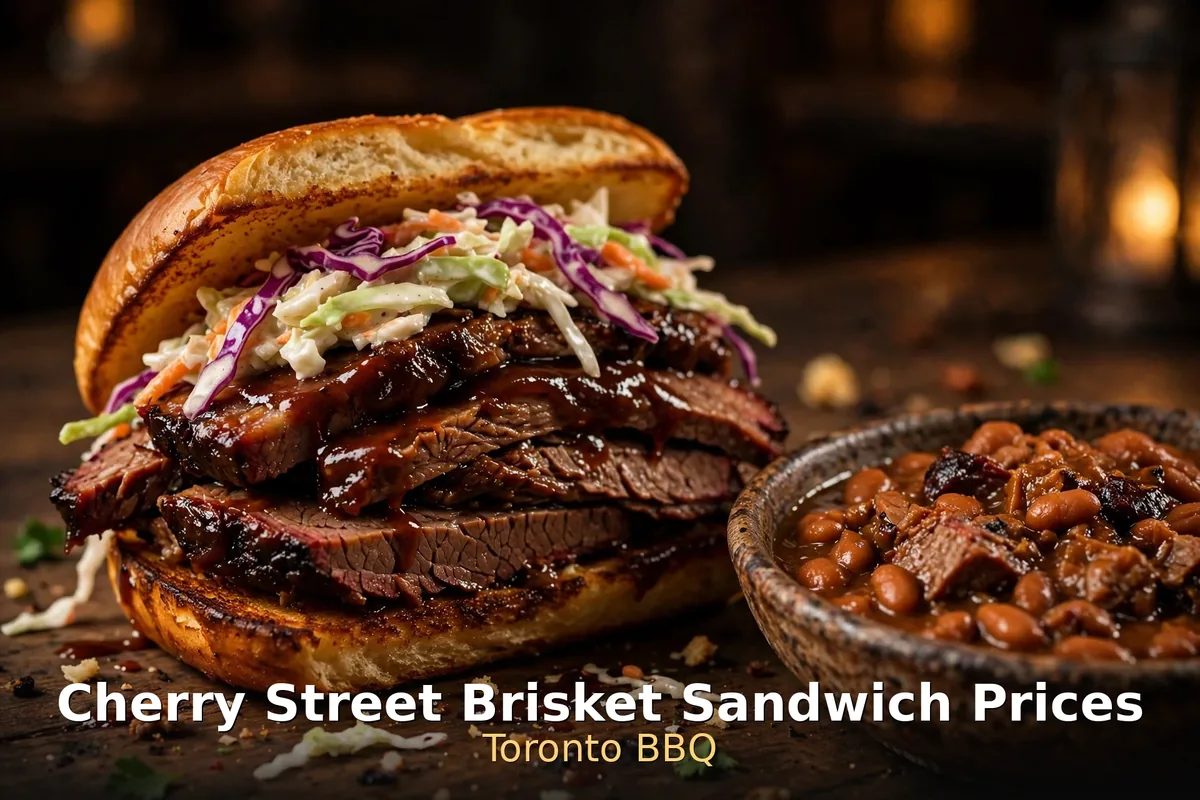 Cherry Street Bar-B-Que smoked brisket sandwich plate, cherry street menu prices canada