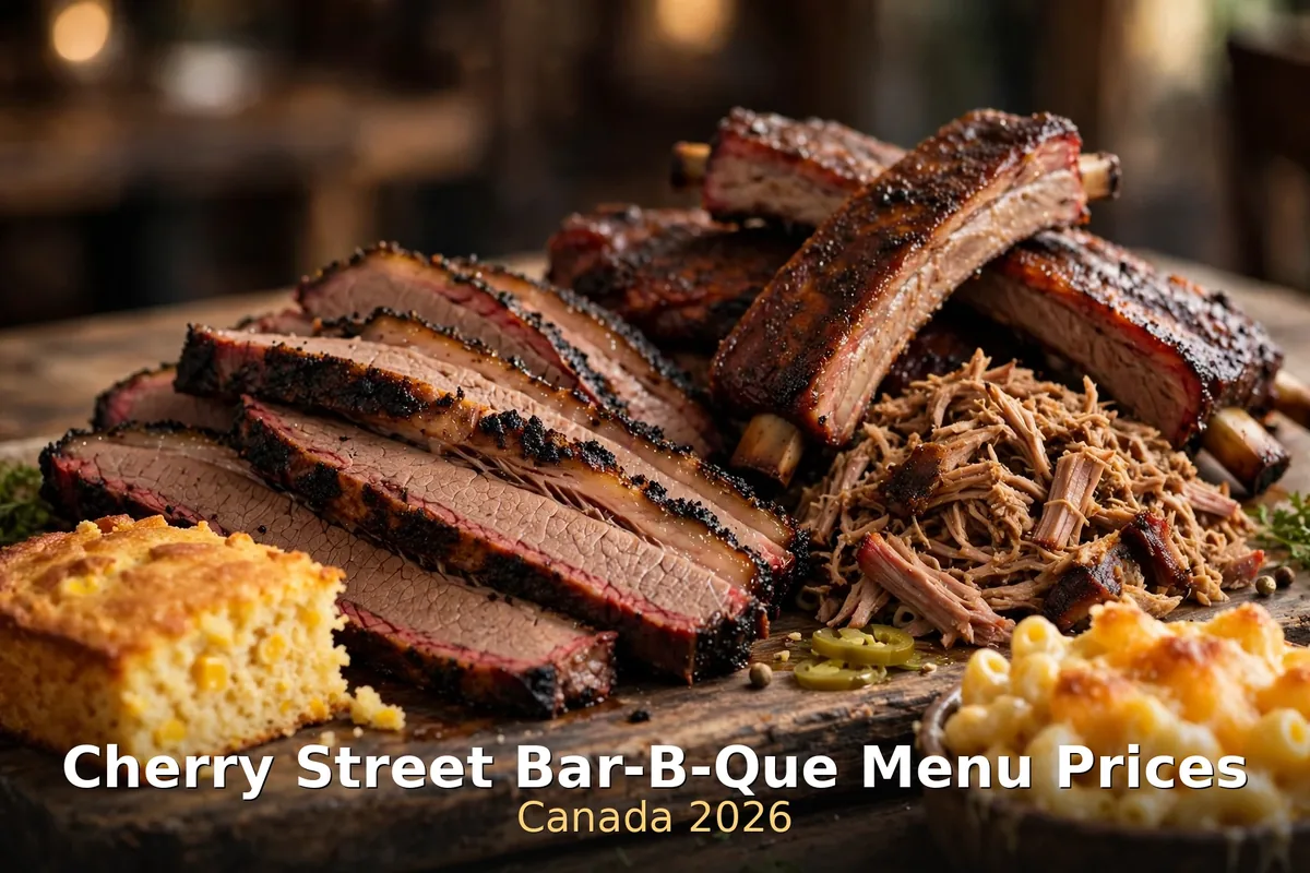 Cherry Street Bar-B-Que menu prices Canada 2026, AI smoked brisket and ribs platter, cherry street bar-b-que menu prices canada