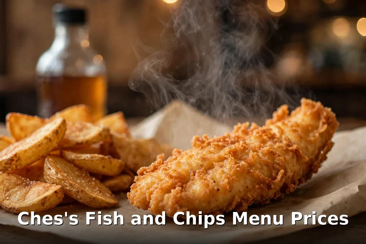 Ches's fish and chips menu prices - golden fried fish and hand-cut chips