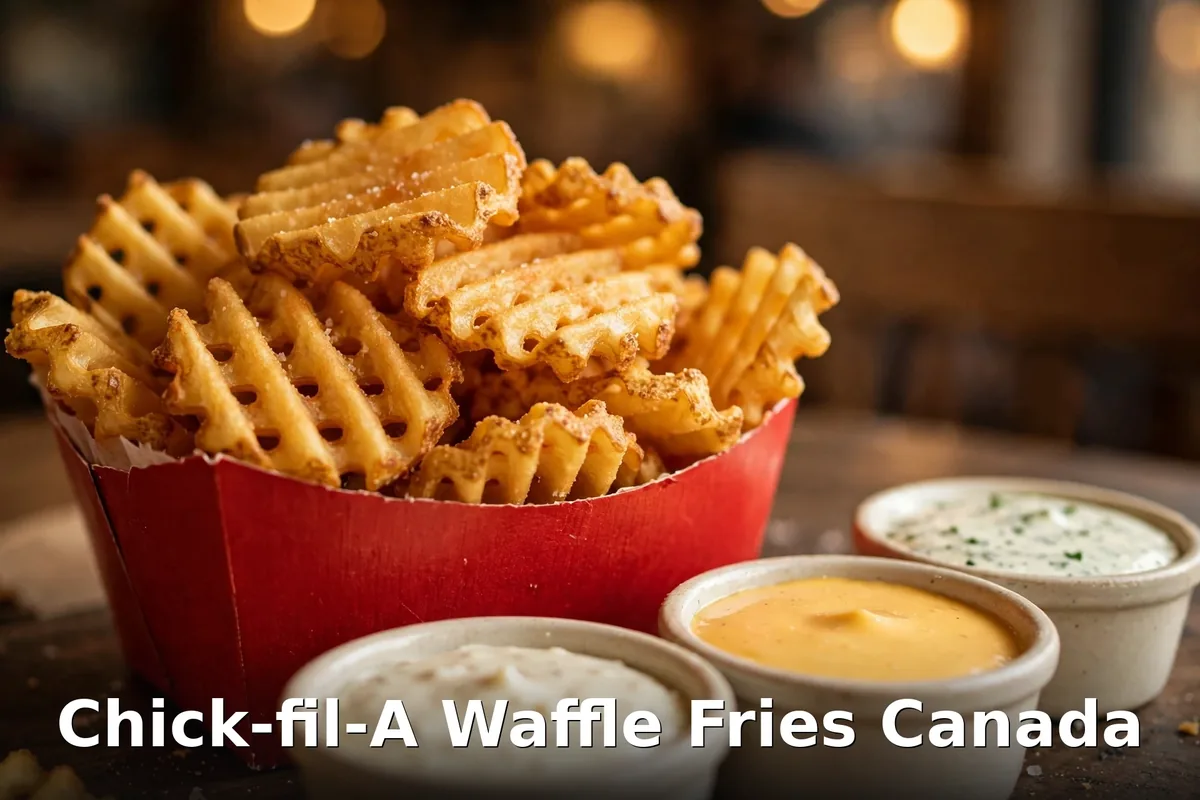 Chick-fil-A menu prices Canada 2026: golden waffle potato fries with dipping sauces, chick-fil-a waffle fries price canada