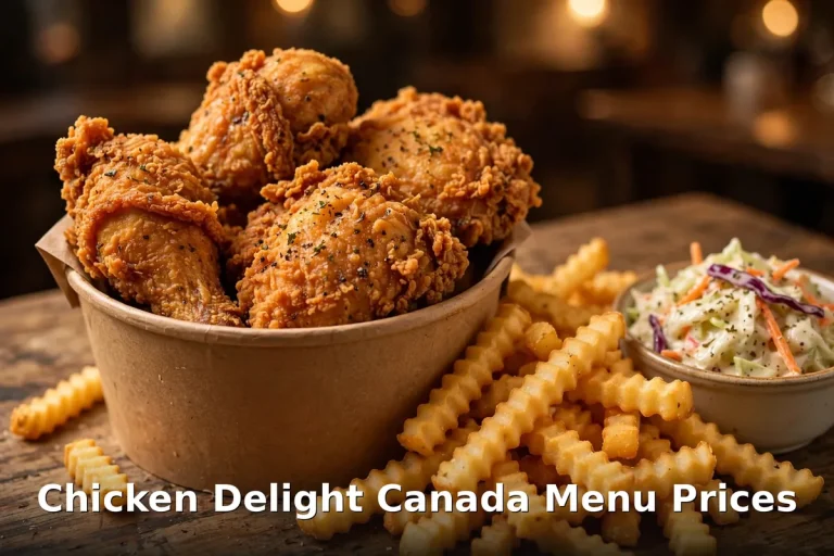 Crispy fried chicken pieces with crinkle-cut fries and coleslaw, chicken delight canada menu prices