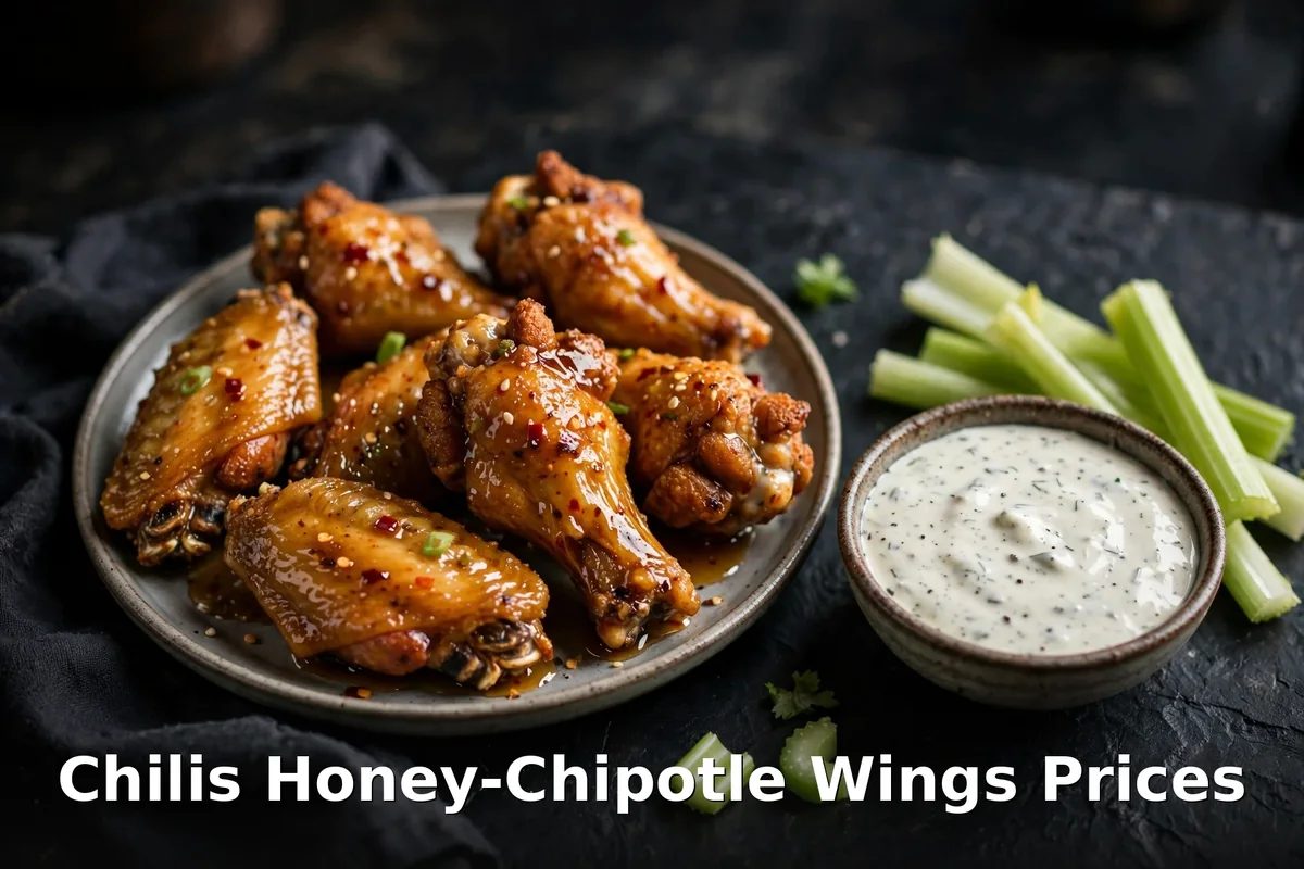 Chili's honey-chipotle wings prices Canada: glazed chicken wings with fries