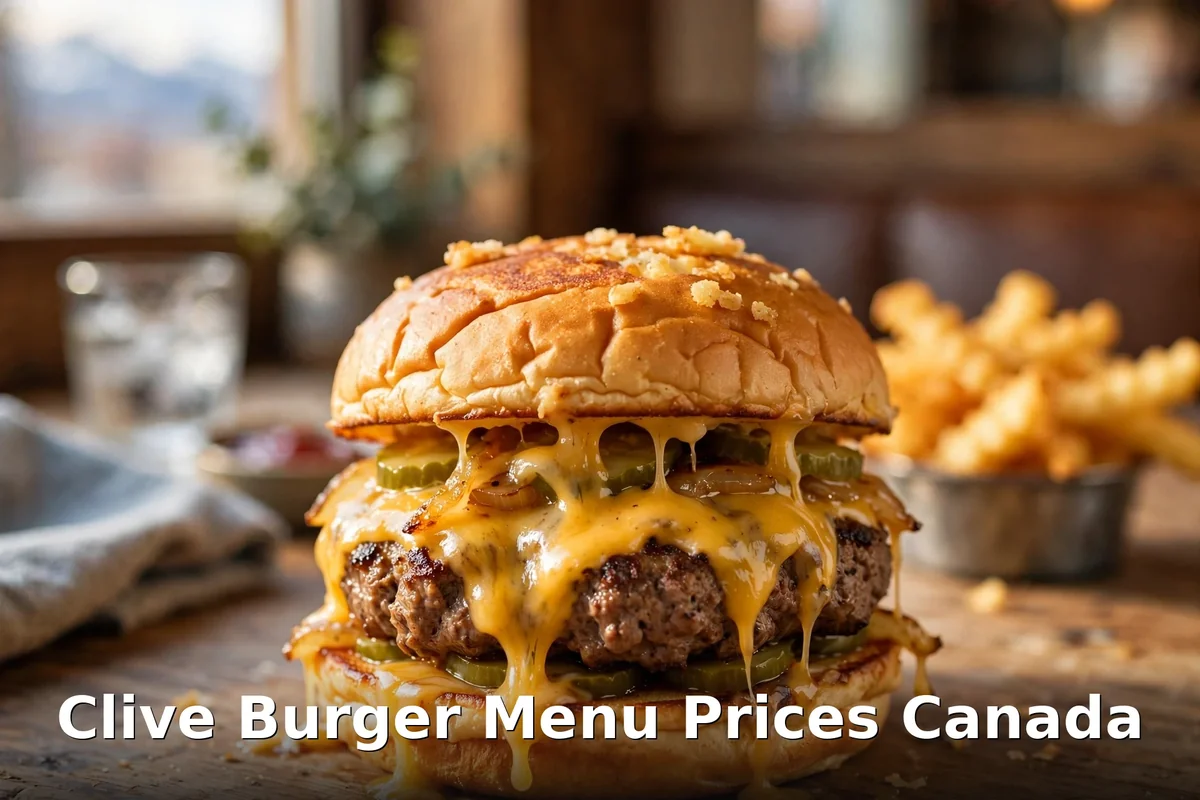 Clive Burger menu prices Canada 2026 - signature smash burger with fries