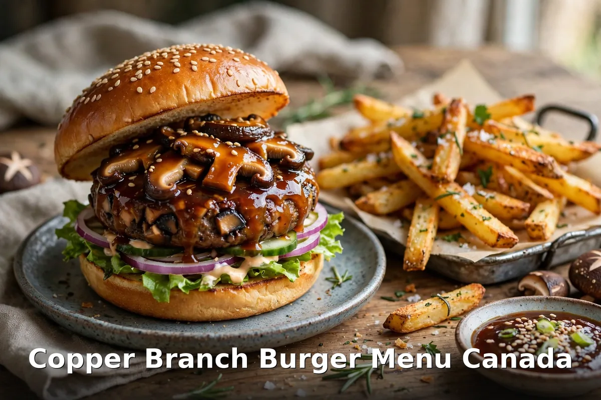 Copper Branch vegan shiitake teriyaki burger, copper branch burger price Canada