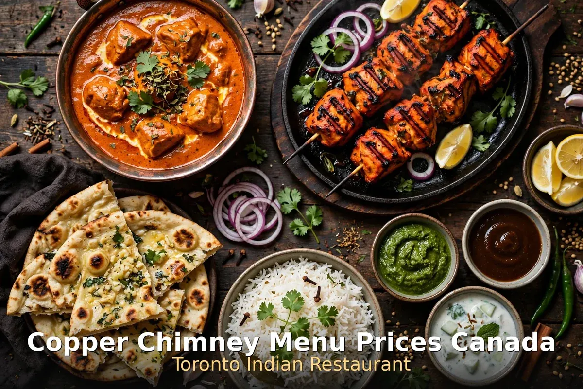 Tandoori and butter chicken spread at The Copper Chimney, copper chimney menu prices canada 2026