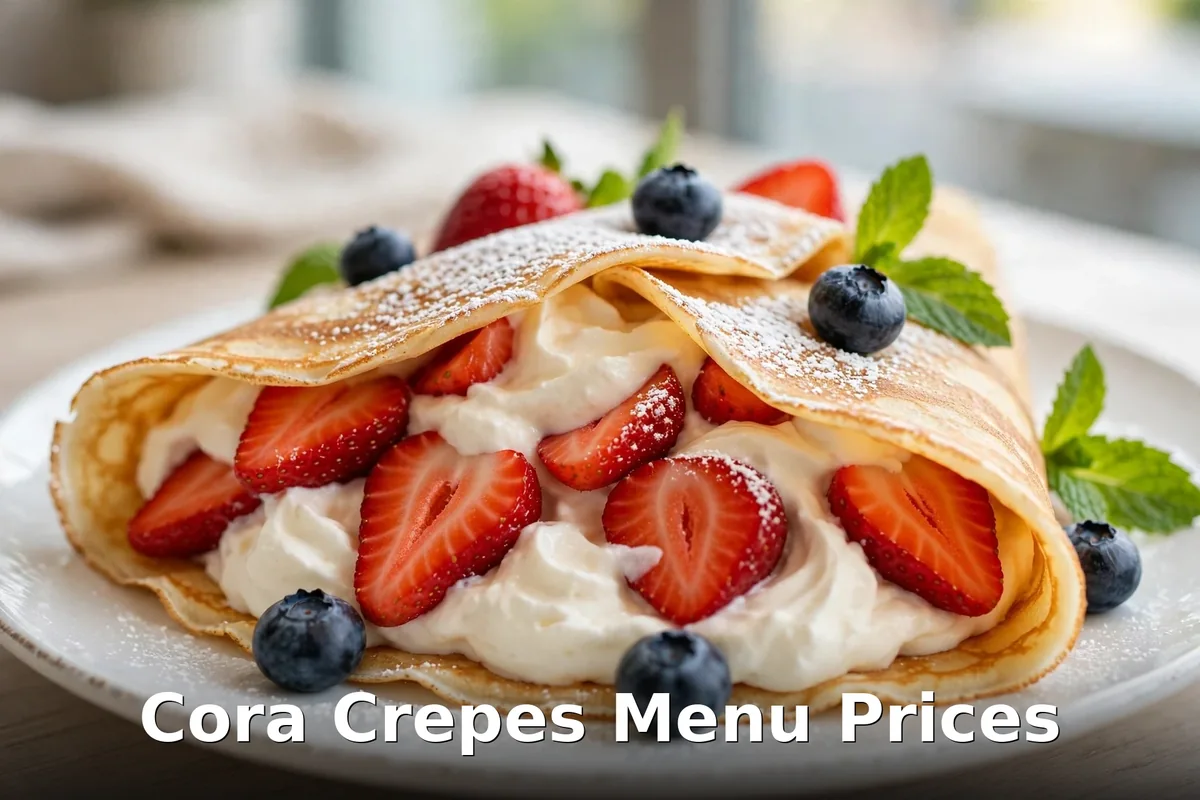 Strawberry crêpe with whipped cream, Cora crêpes menu prices Canada