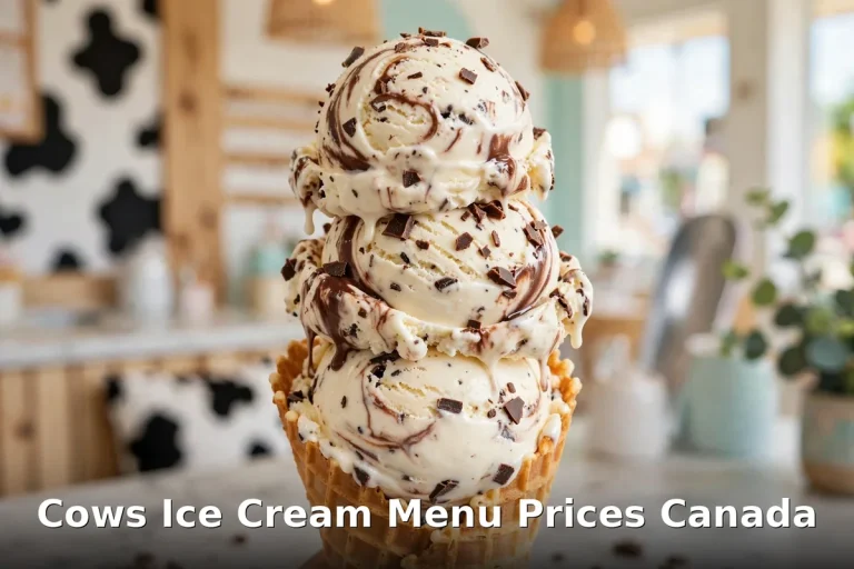 Cows ice cream scoops in a waffle cone, PEI summer vibe, cows ice cream menu prices canada