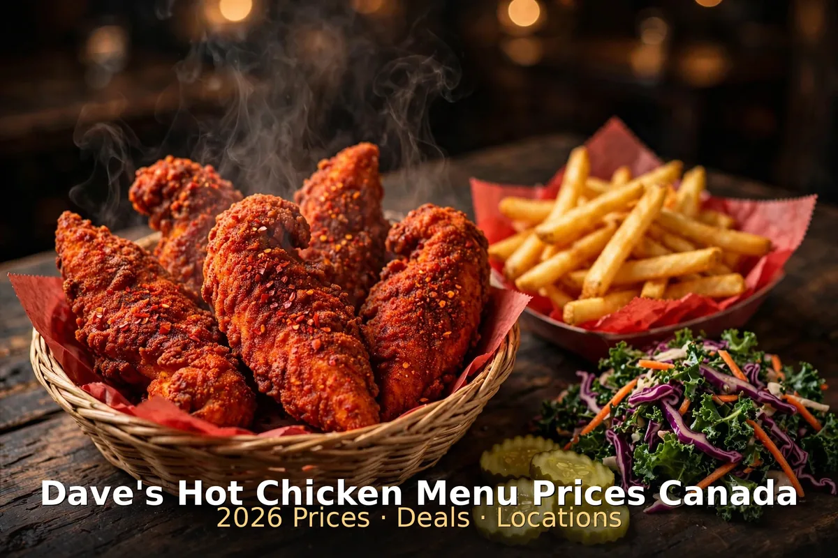 Dave's Hot Chicken menu prices Canada 2026: Nashville hot chicken tenders and sliders
