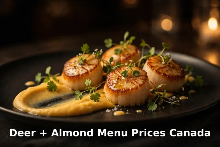 AI-generated fine dining small plates at Deer + Almond Winnipeg, Deer + Almond menu prices Canada 2026