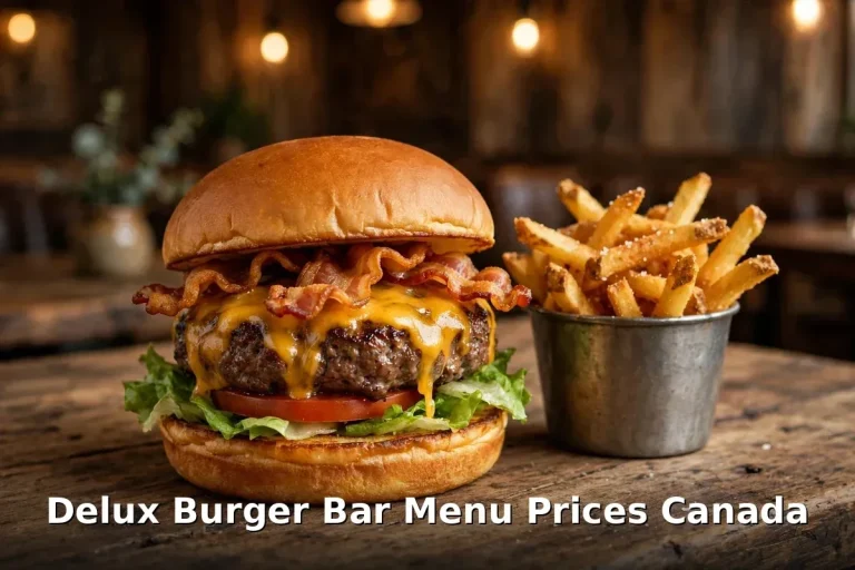 Angus beef burger with hand-cut Kennebec fries at Delux Burger Bar, delux burger bar menu prices canada