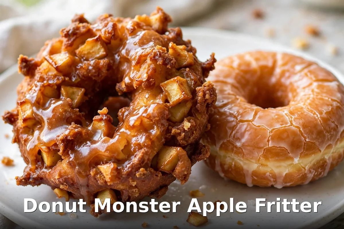 Classic apple fritter with coffee at Donut Monster Hamilton, donut monster vegan donuts prices