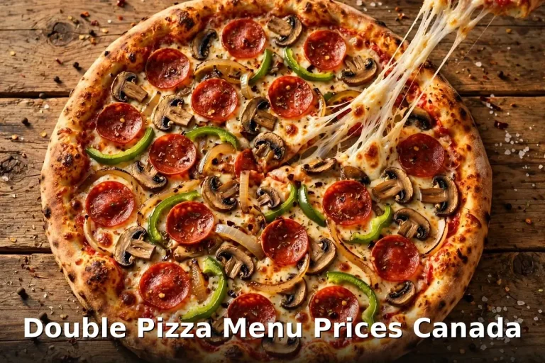 Double Pizza menu prices, Montreal-style pepperoni pizza with melted cheese at Double Pizza Canada 2026