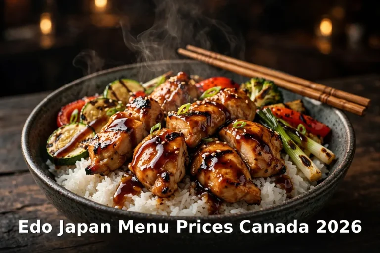 Edo Japan Menu Prices Canada - flame-grilled teriyaki chicken bowl over rice with vegetables