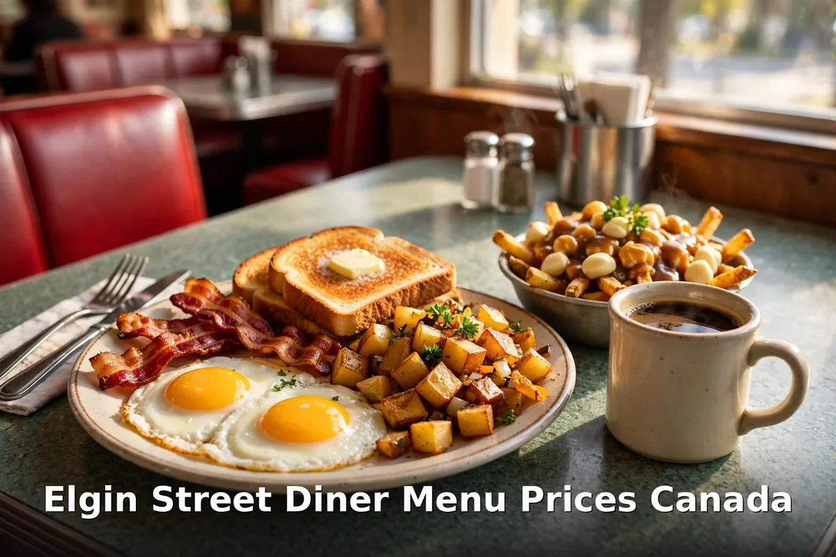 Elgin Street Diner menu prices Canada, all-day diner breakfast with eggs, bacon, home fries, toast, poutine and coffee at the Ottawa diner