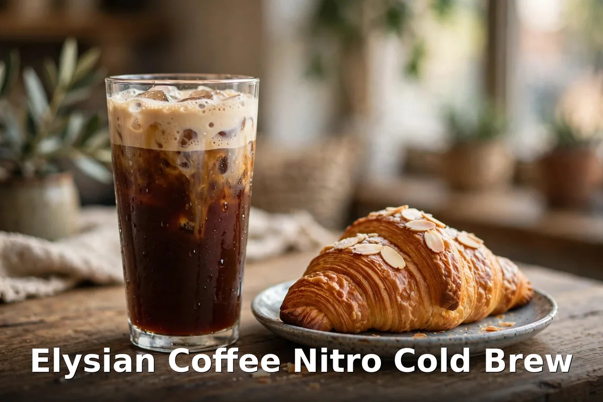 Elysian Coffee nitro cold brew with almond croissant, elysian coffee vancouver nitro cold brew 2026