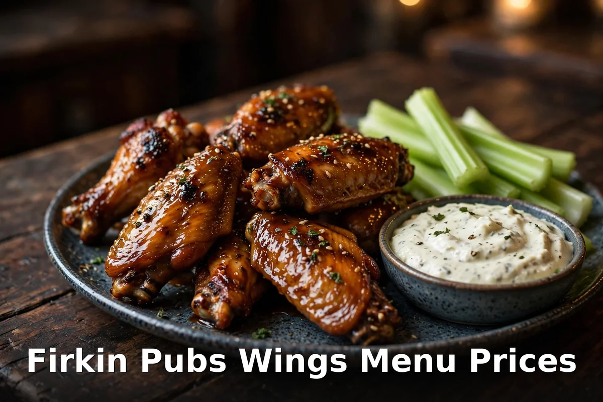A platter of crispy pub wings with dipping sauces at a British pub, firkin pubs wing night deals menu prices canada