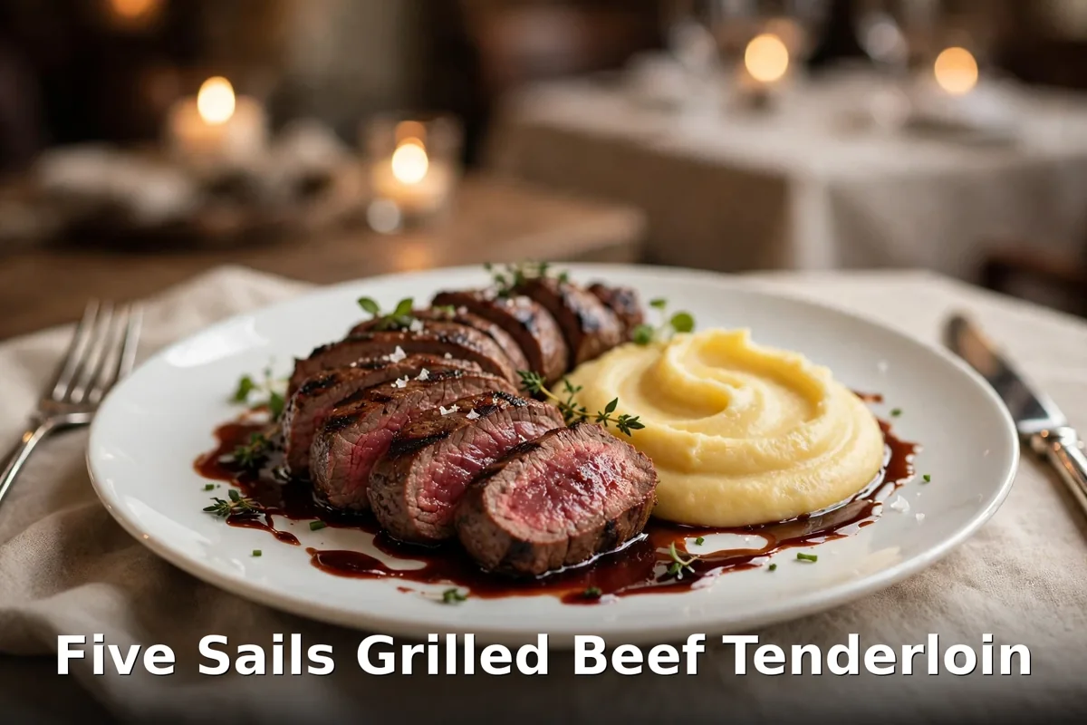 Five Sails menu prices Canada, grilled beef tenderloin with pommes puree, Five Sails grilled beef tenderloin