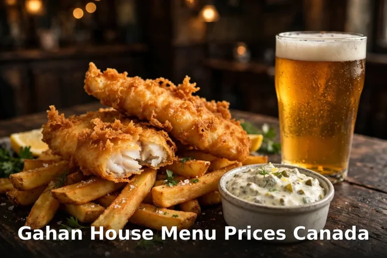 Gahan House menu prices Canada 2026: Brown Bag Fish & Chips with house-brewed ale at the Atlantic brewpub