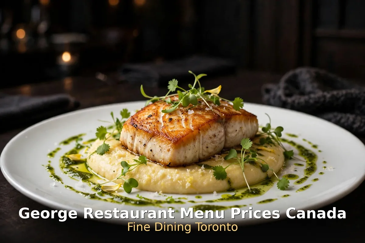 George Restaurant menu prices Canada 2026: seared halibut fine dining plate at George Restaurant Toronto