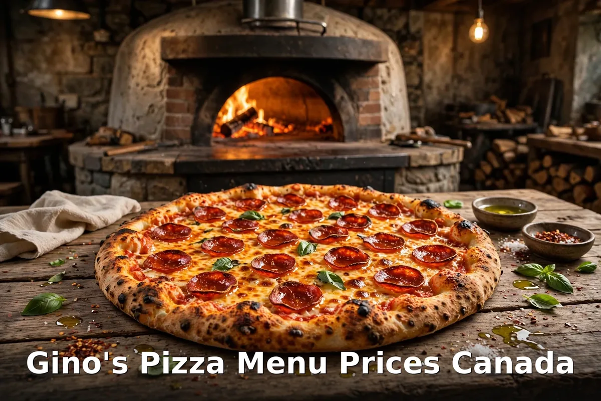 Gino's Pizza menu prices Canada 2026: steaming pepperoni pizza fresh from the oven, gino's pizza menu prices canada