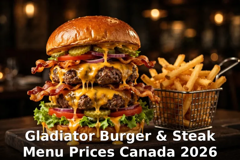 Double cheeseburger with melted cheddar and crispy fries, gladiator burger menu prices canada