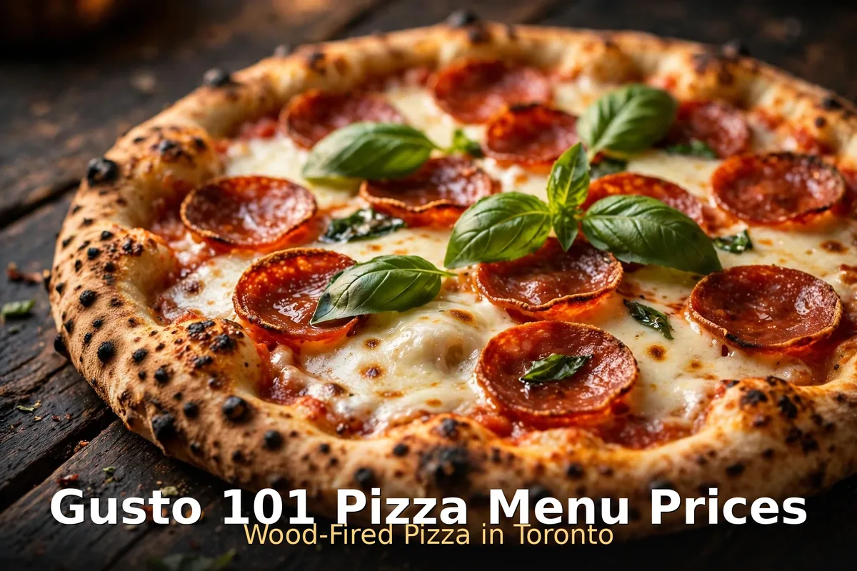 Wood-fired pepperoni pizza at Gusto 101 Toronto, gusto 101 pizza menu prices toronto