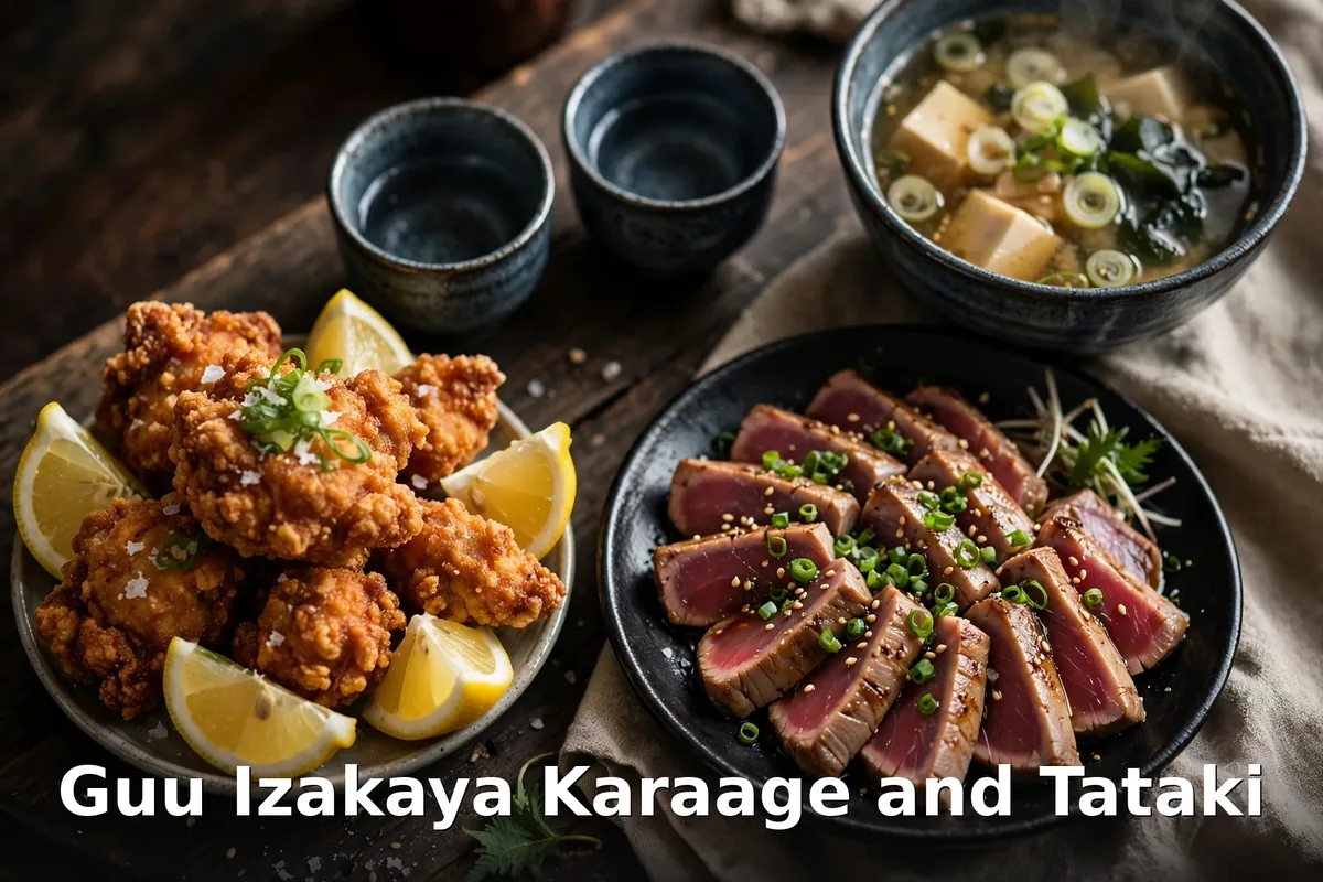 Guu Izakaya menu prices Canada: crispy chicken karaage with Japanese dipping sauces
