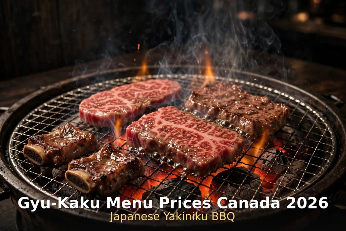 Gyu-Kaku menu prices Canada 2026: Japanese yakiniku BBQ grill with marbled beef