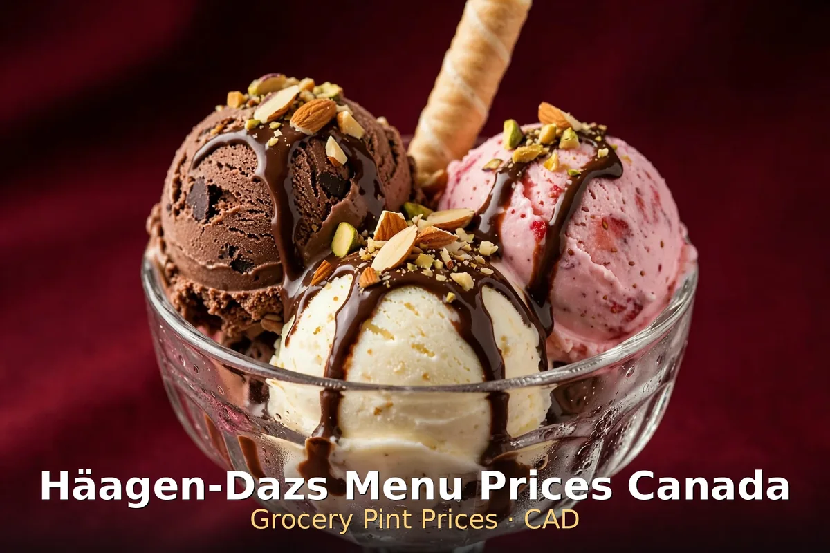 Häagen-Dazs ice cream sundae bowl with chocolate sauce and nuts, häagen-dazs menu prices canada